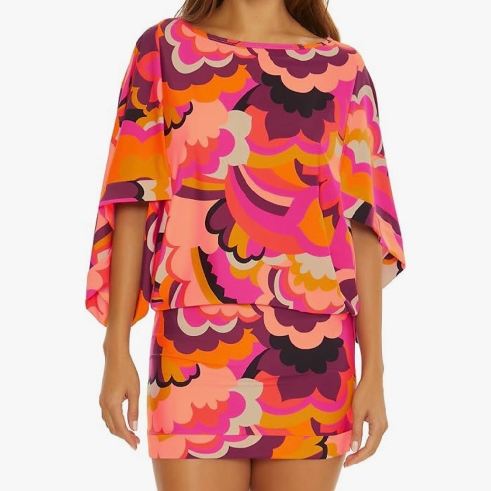 NWT Trina Turk Fan Faire Tunic Dress-Bathing Suit Cover Up